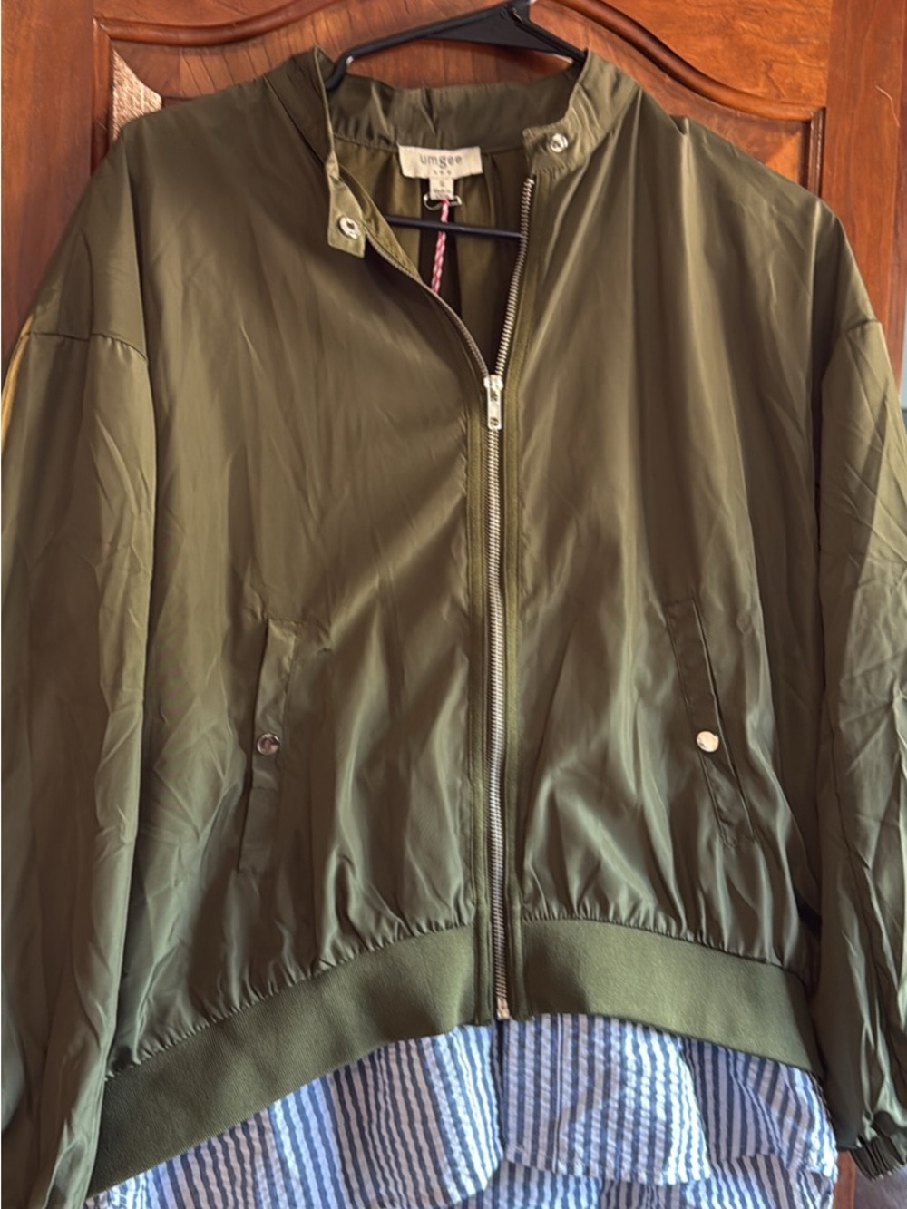 Olive Green Lightweight Bomber Jacket